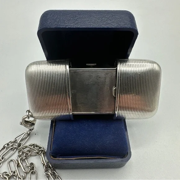 Vintage Marshall Sterling Silver Pocket Travel Watch Sliding Case #361